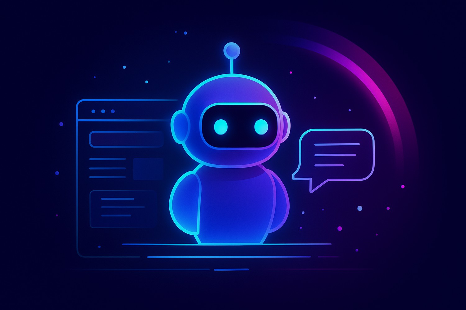 AI-chattbot för hemsida Digital illustration av AI-chatt med pratbubblor och robotikon